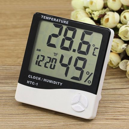 Digital LCD Temperature Humidity Meter Clock Indoor Hygrometer Thermometer