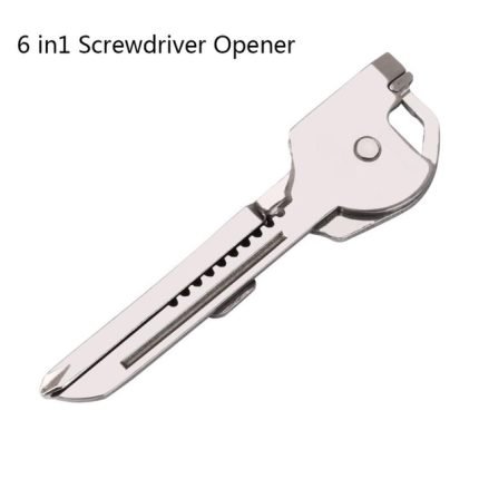 Steel 6-In-1 Utili Key Tools Keyring Keychain Multi Function