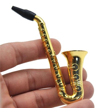 Saxophone Pipe Smoking Holder Golden Tobacco Cigarette Pipes