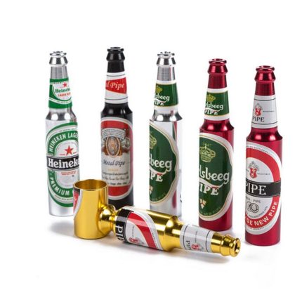 Beer Bottle Pattern Smoke Metal Pipes Portable Creative Smoking Herb Pipe