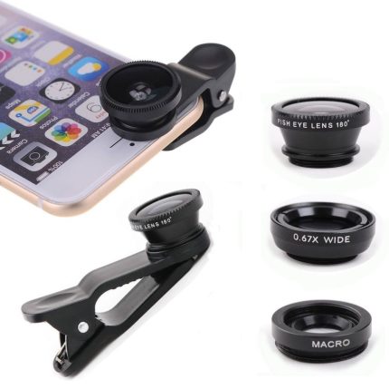 in 1 Universal Clamp Camera Clip-on Lens Fish Eye Kit