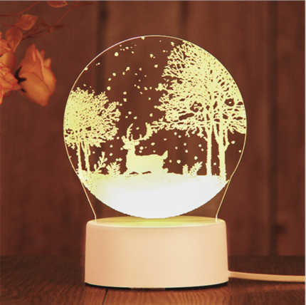 3D Night Lamp Three Color Ajustable USB Charge With Gift Box